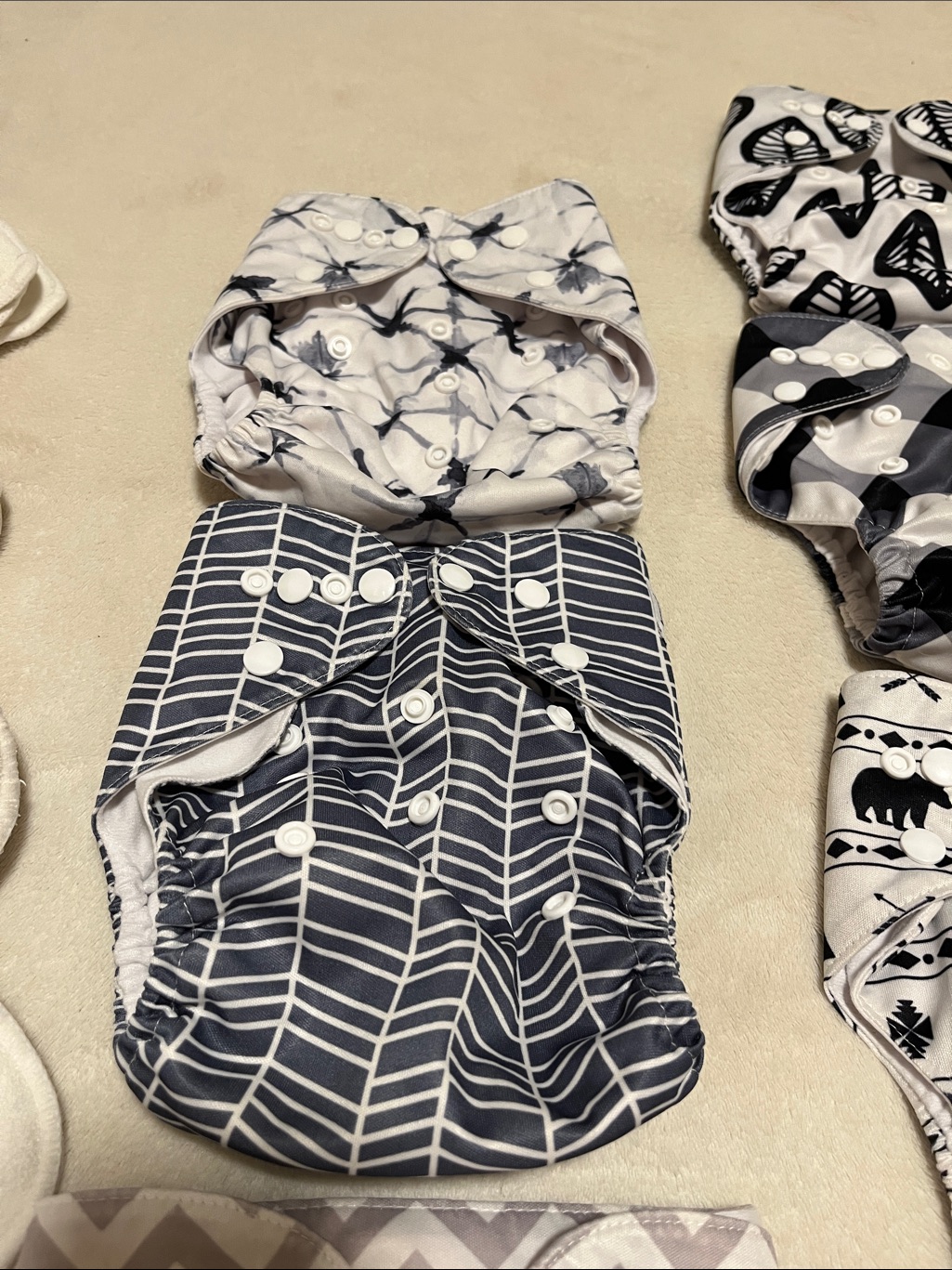 Nora’s Nursery | Adjustable Black & White Patterned Cloth Diaper Lot — image 4 of 8